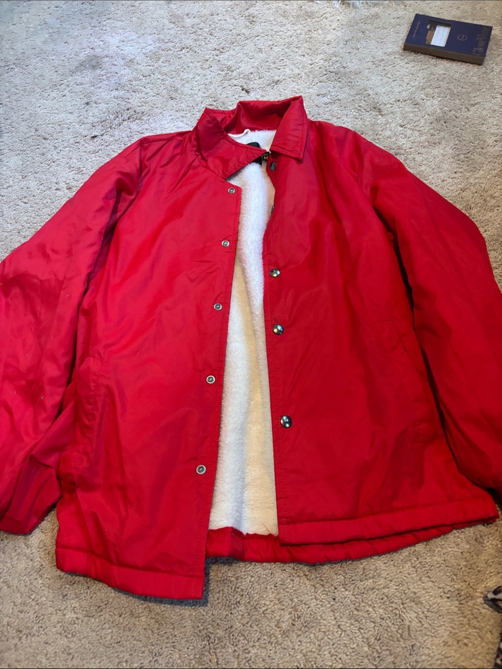 Sears Red and White Sherpa-Lined Outerwear Jacket